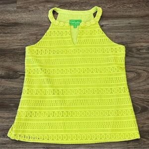 PAPPAGALLA Neon Yellow Green Medium‎ Lined Halter Tank